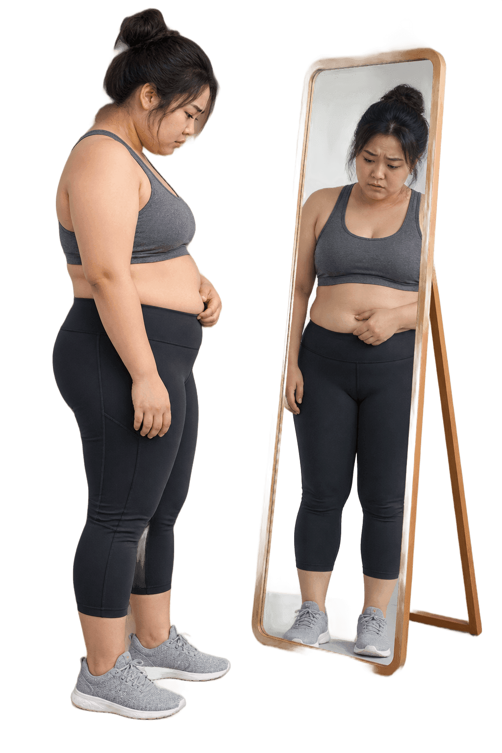 Người tự ti soi gương khi bắt đầu lại hành trình tập luyện